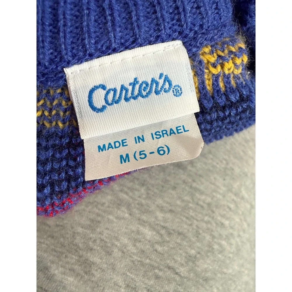 Vintage 80s/90s colorful car fairisle print sweater youth‎ Retro